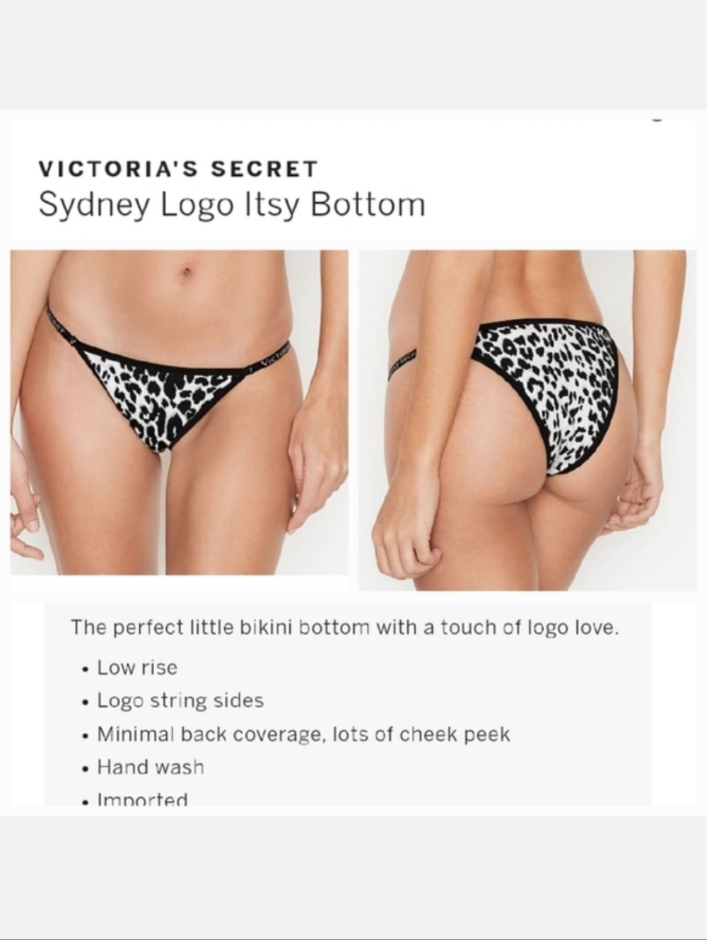Victoria's secret sexy Sydney logo itsy swim bikini bottom LARGE Leopard